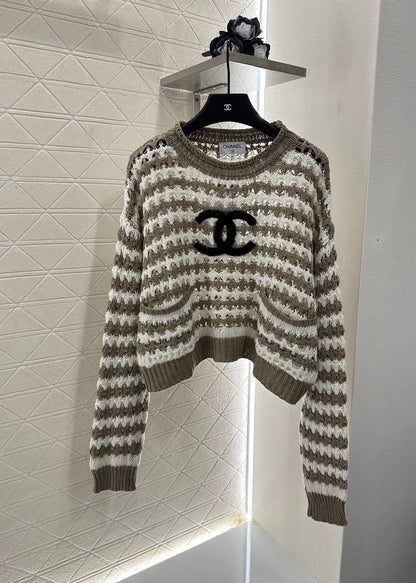 25 Striped Letter Knit Sweater