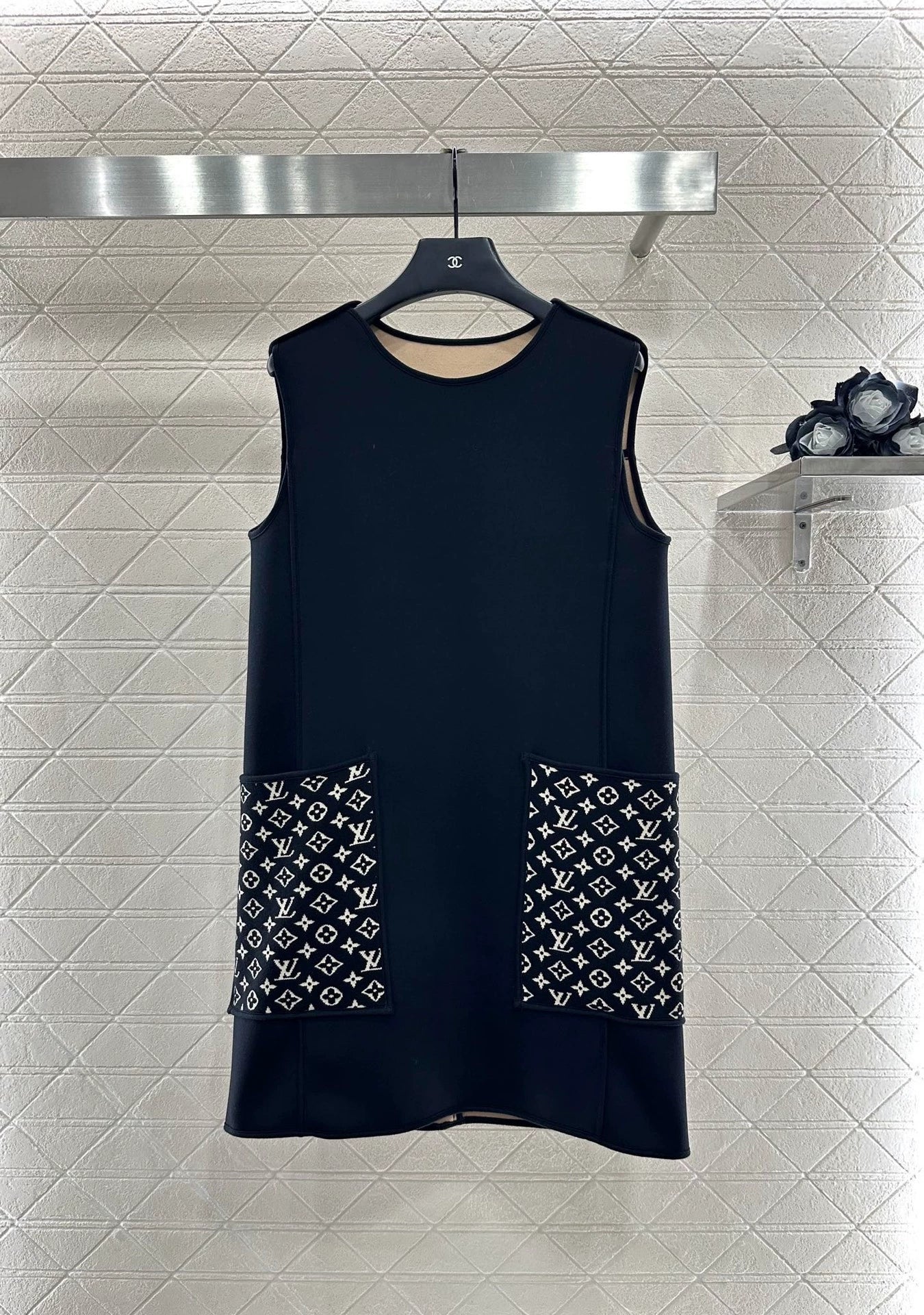 25 Jacquard patchwork pocket vest skirt
