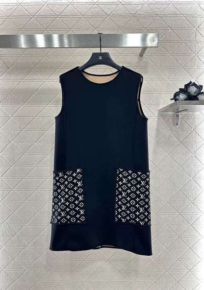 25 Jacquard patchwork pocket vest skirt