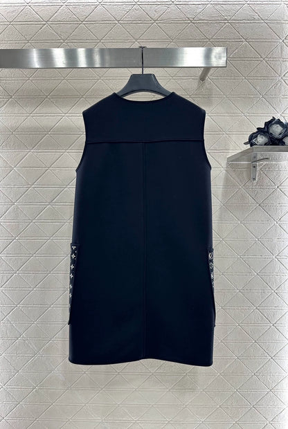 25 Jacquard patchwork pocket vest skirt