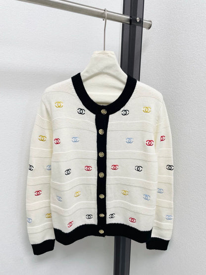 25fw Colorful Embroidered Knitted Cardigan