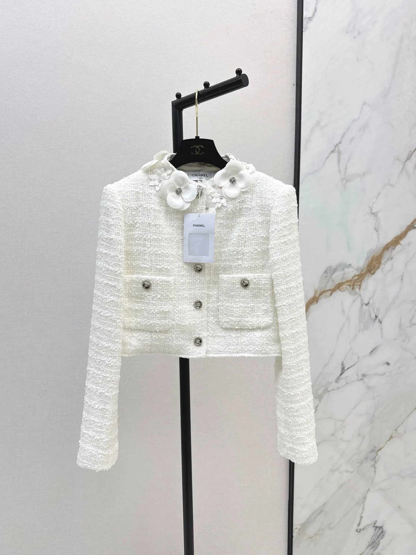 25fw 3D flower decoration short jacket