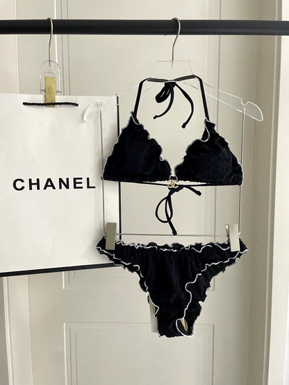 25 New bikini terry logo split swimsuit