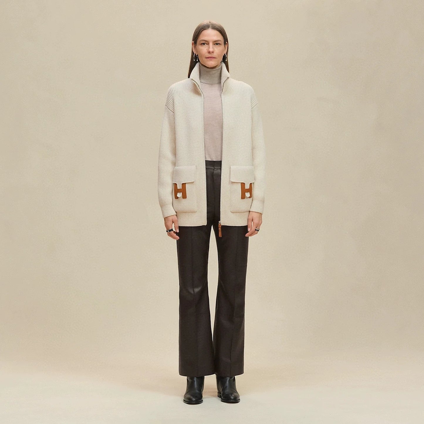 25fw new cashmere knitted zipper jacket