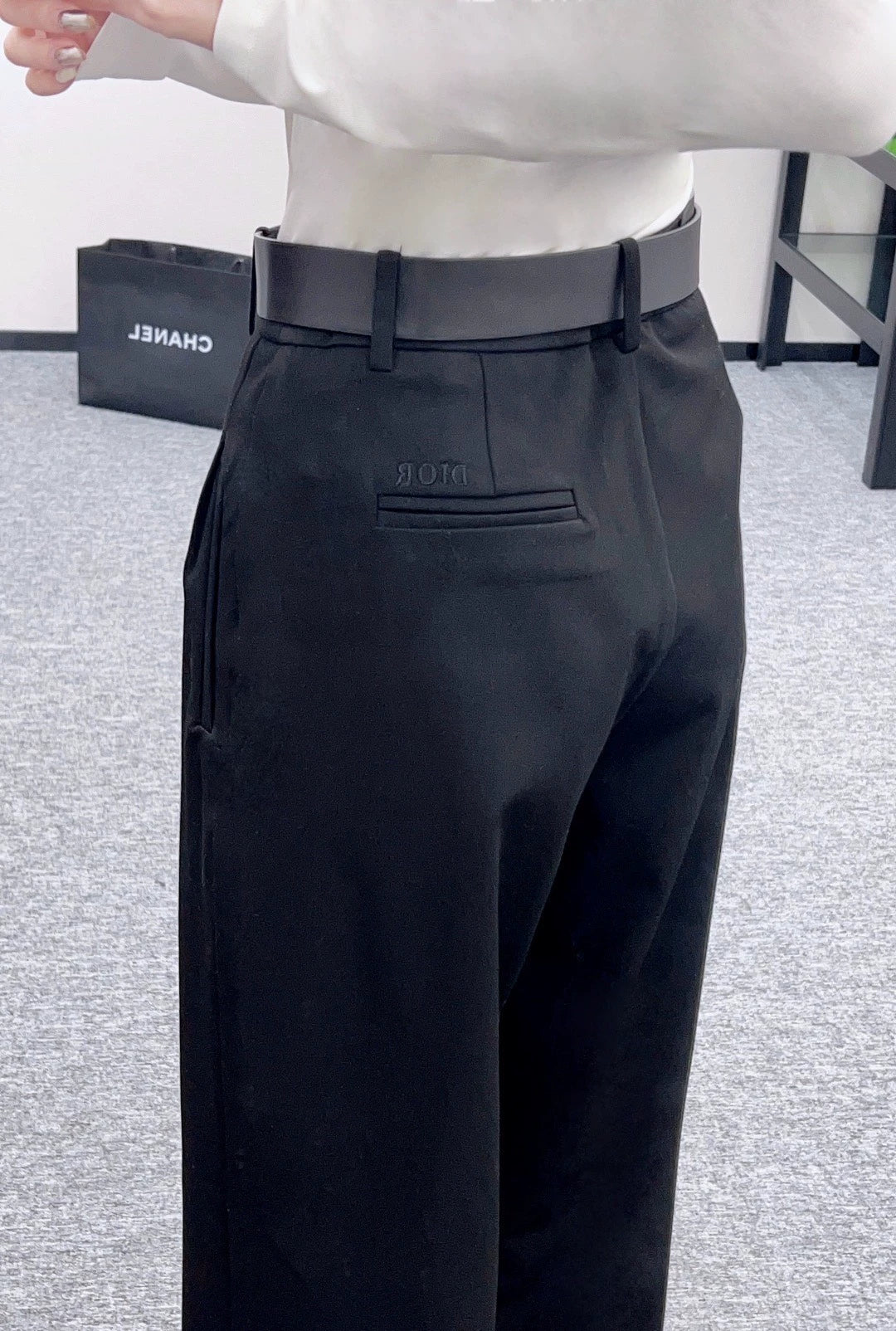 25fw Letter belt wide leg pants