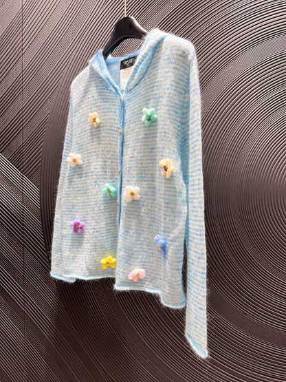 25fw Flower knitted hat cardigan (vintage series)