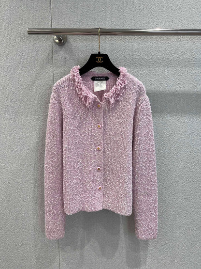 25fw Tassel collar dopamine knit cardigan