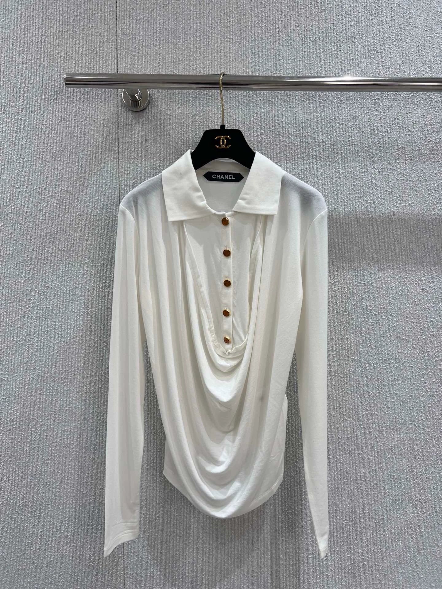 25fw Polo collar elastic long sleeved T-shirt