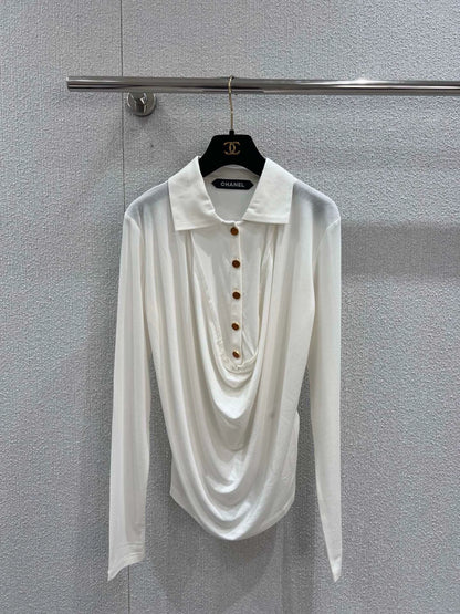25fw Polo collar elastic long sleeved T-shirt