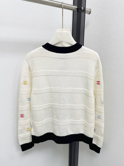 25fw Colorful Embroidered Knitted Cardigan