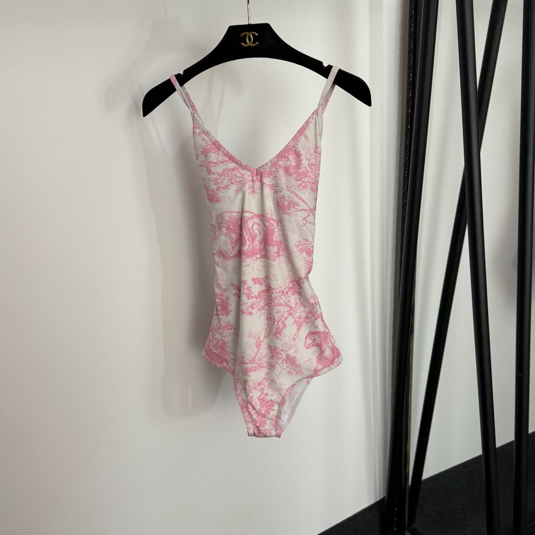 25 New Bikini Set, Animal Forest Print One-Piece Swimsuit + Beach Sun Skirt