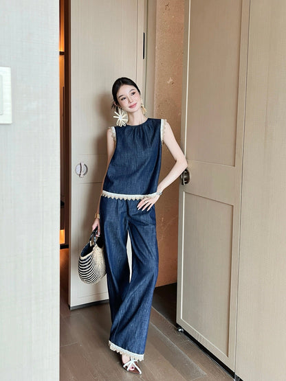 25ss denim lace vest