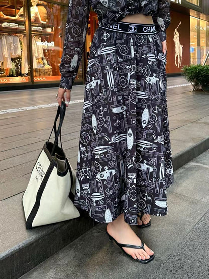 25ss print skirt