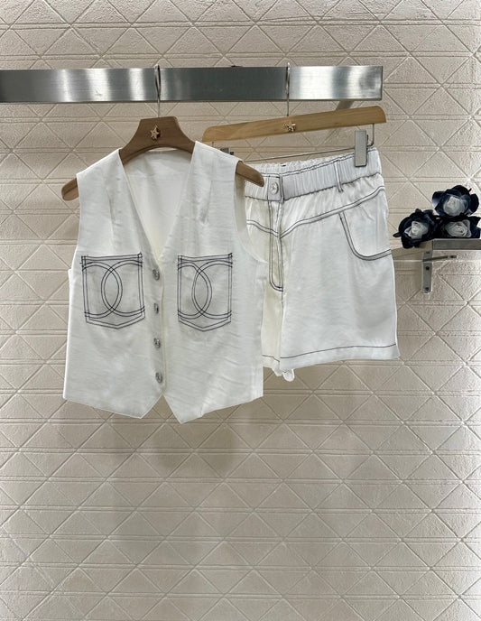 2025 new product Double C vest shorts set