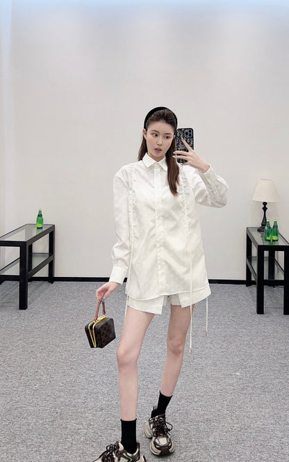 2025 new product Long-sleeved shorts suit