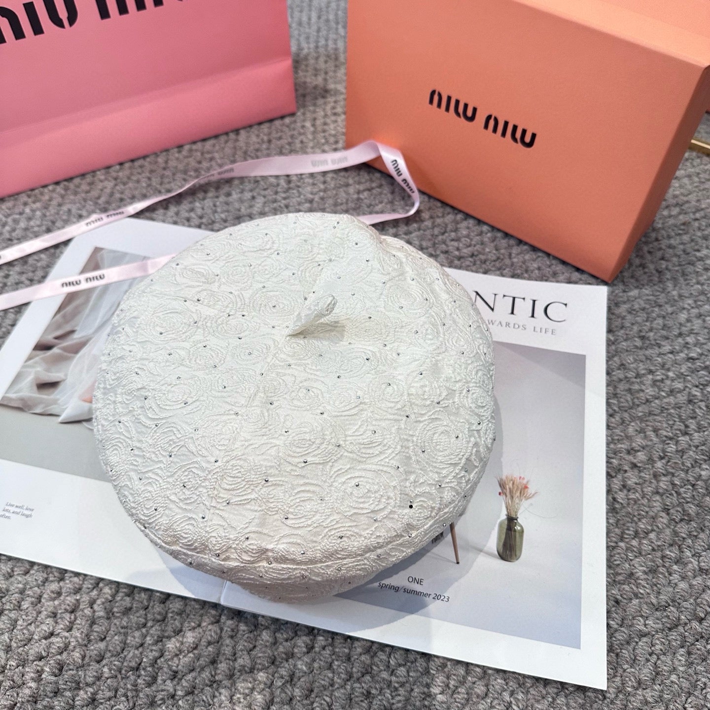 Letter rhinestone beret