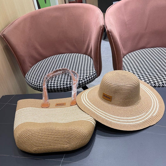 Popular straw hat and bag two-piece set