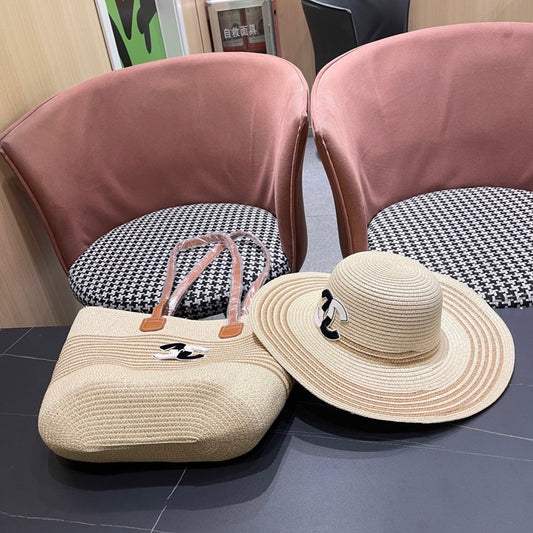 New straw hat bag two-piece set