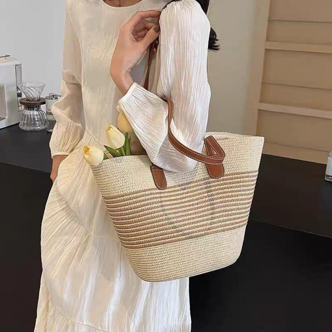 New straw hat bag two-piece set