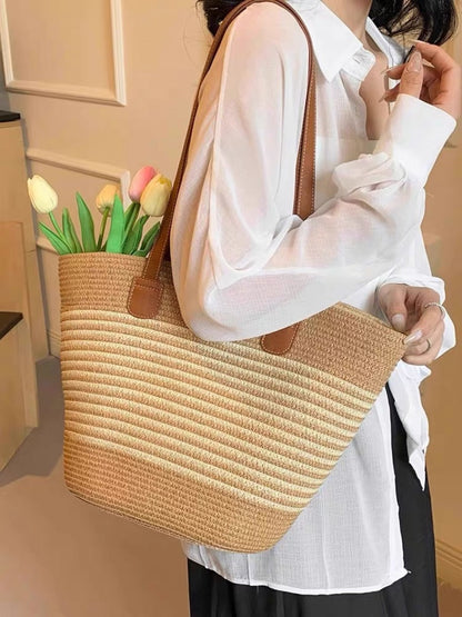 New straw hat bag two-piece set