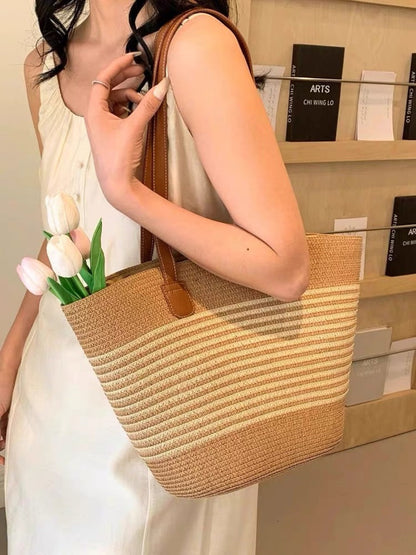 New straw hat bag two-piece set