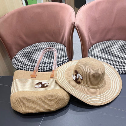 New straw hat bag two-piece set