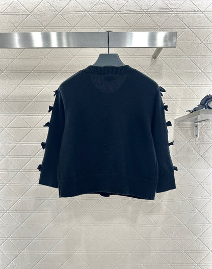 25 Bow decoration cashmere knitted cardigan