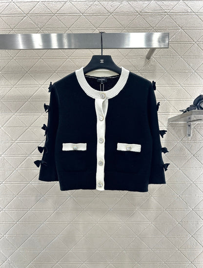 25 Bow decoration cashmere knitted cardigan