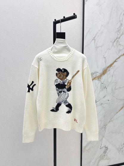25fw new baseball bear pullover sweater