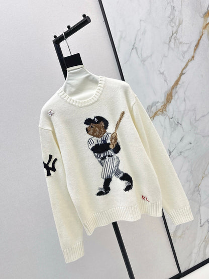 25fw new baseball bear pullover sweater