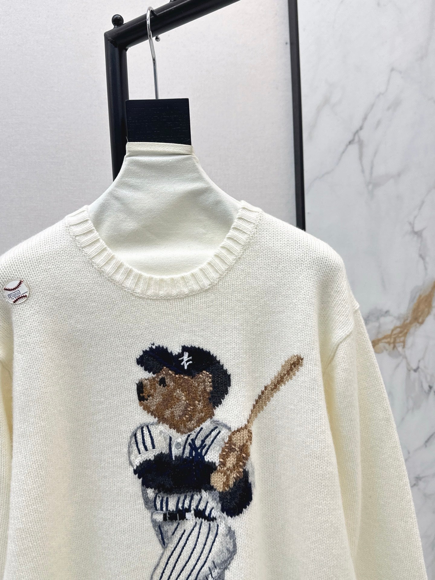 25fw new baseball bear pullover sweater