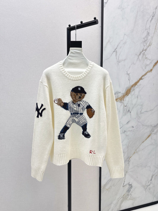 25fw new baseball bear pullover sweater
