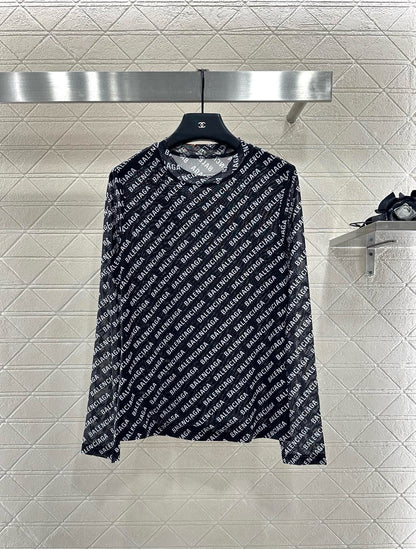 25fw new mesh round neck long sleeve