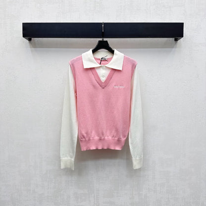 25fw new lapel stitching knitted long sleeves