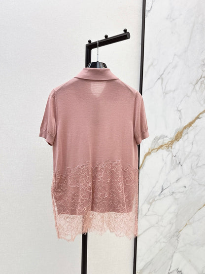 25 new lace lapel wool knitted polo