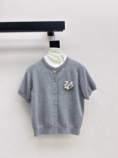 25fw new camellia knitted short sleeves
