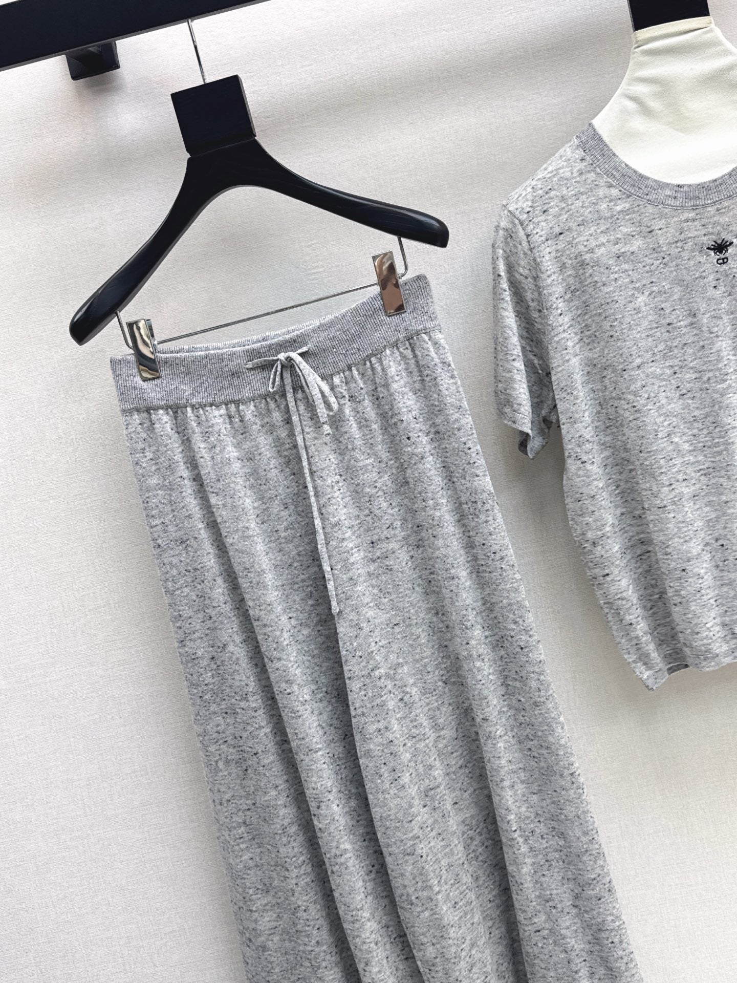 25fw new wool embroidered sweater with straight pants suit