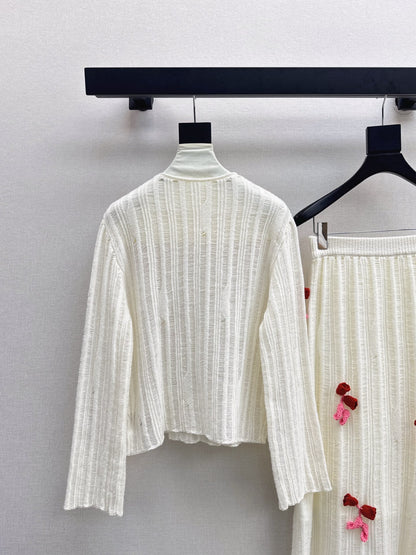25fw new wool round neck sweater with skirt suit