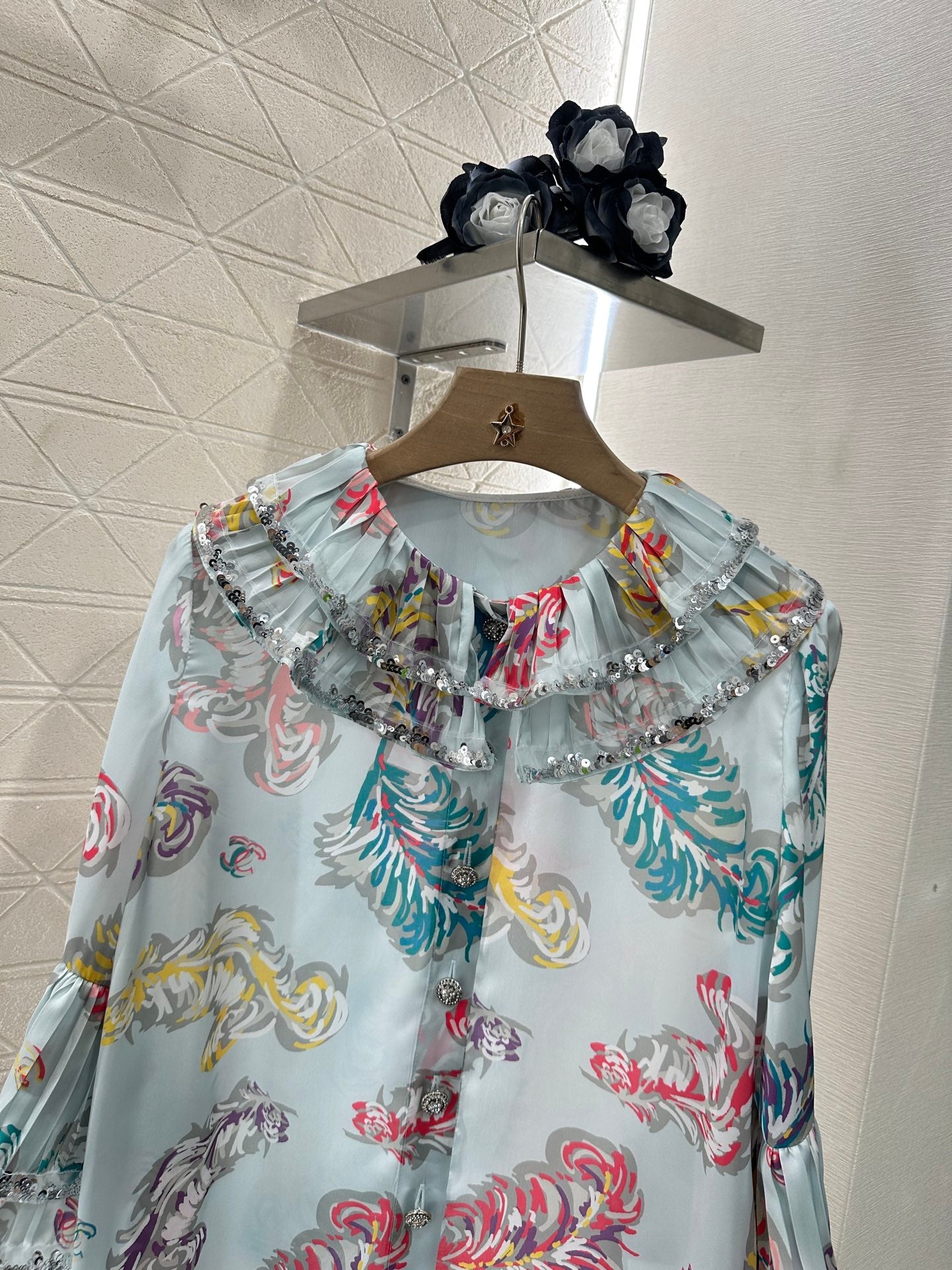 25ss new sequined shirt and trousers suit