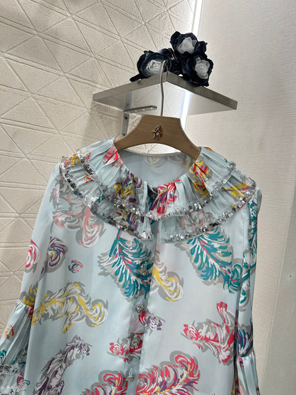 25ss new sequined shirt and trousers suit