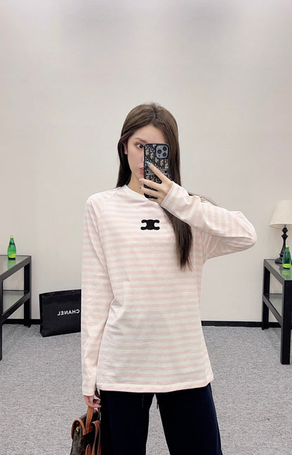 25fw new round neck striped long sleeves