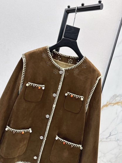25fw new retro imitation suede jacket