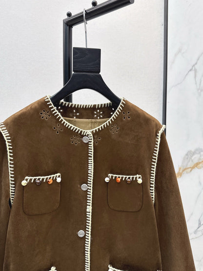 25fw new retro imitation suede jacket