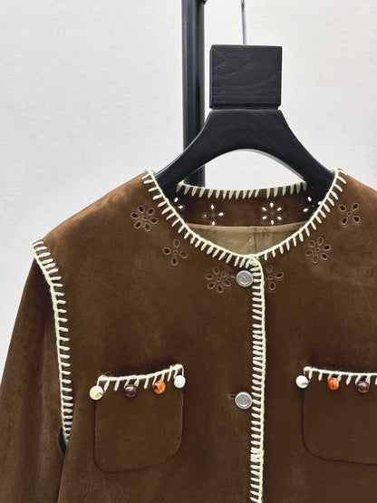 25fw new retro imitation suede jacket