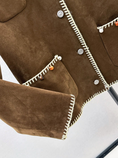 25fw new retro imitation suede jacket