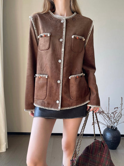 25fw new retro imitation suede jacket