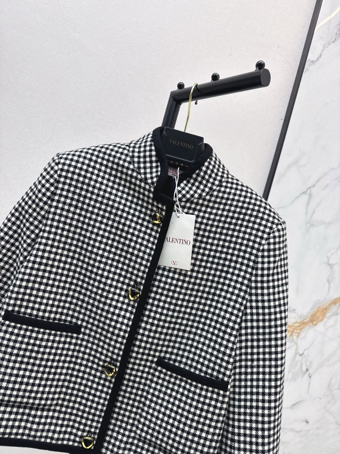 25fw new contrast color stand collar plaid jacket