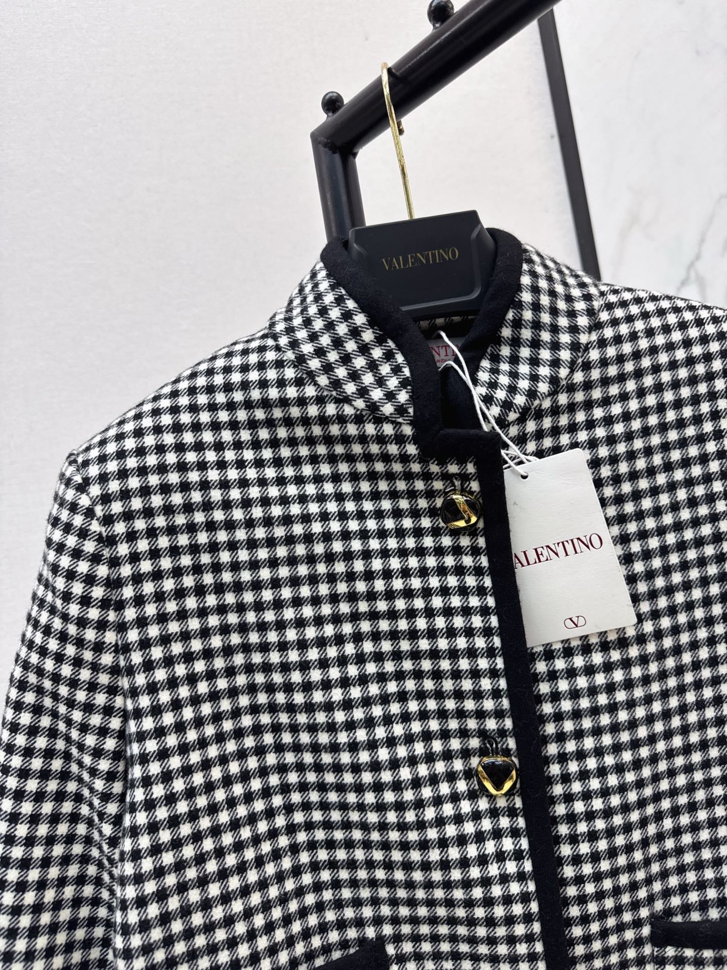 25fw new contrast color stand collar plaid jacket