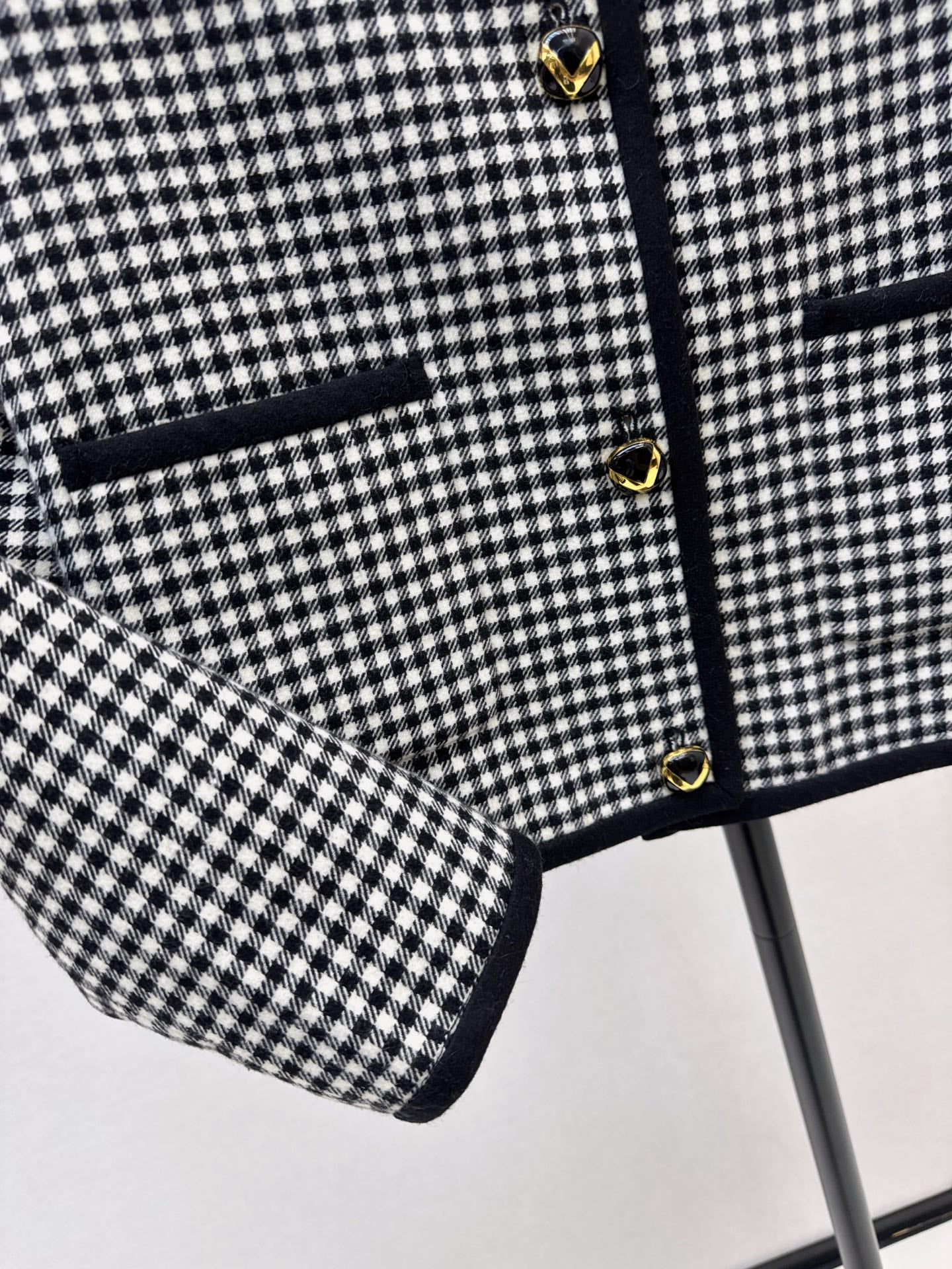 25fw new contrast color stand collar plaid jacket