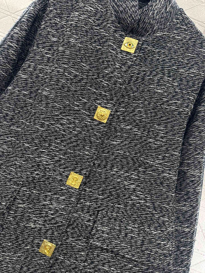 25 Collar cocoon shaped long coat